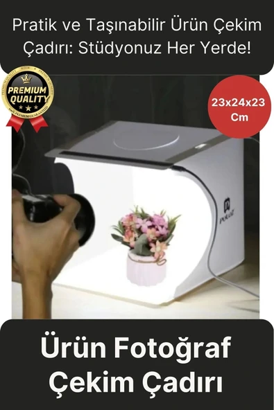Çok Amaçlı Portatif Taşınabilir Beyaz Led Işıklı Pratik Mini Fon Fotoğraf Stüdyosu Ürün Çekim Çadırı ürün görseli 1