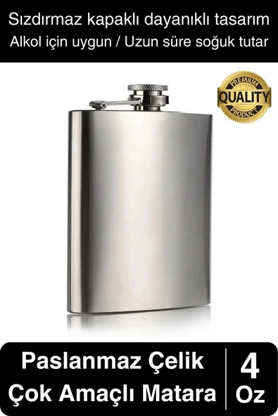 Limited Edition Sızdırmaz Paslanmaz Çelik 4 Oz Sıvı İçecek Kamp Cep Su Matarası Dayanıklı ürün görseli 1