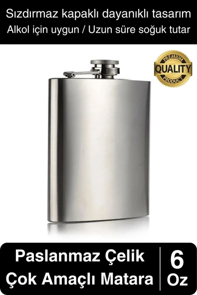 Limited Edition Sızdırmaz Paslanmaz Çelik 6 Oz Alkol Sıvı İçecek Kamp Cep Su Matarası Dayanıklı ürün görseli 1
