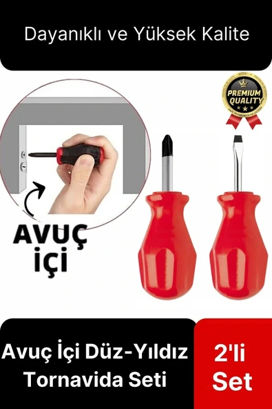 Özel Üretim Kaliteli Dayanıklı Ergonomik Tadilat Vidalama Avuç İçi Düz Yıldız 2'li Tornavida Seti ürün görseli 1