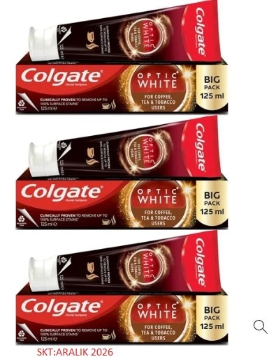 Colgate Diş Macunu Optic White 125ML Çay-Kahve-Sigara (3 Lü Set) ürün görseli 1