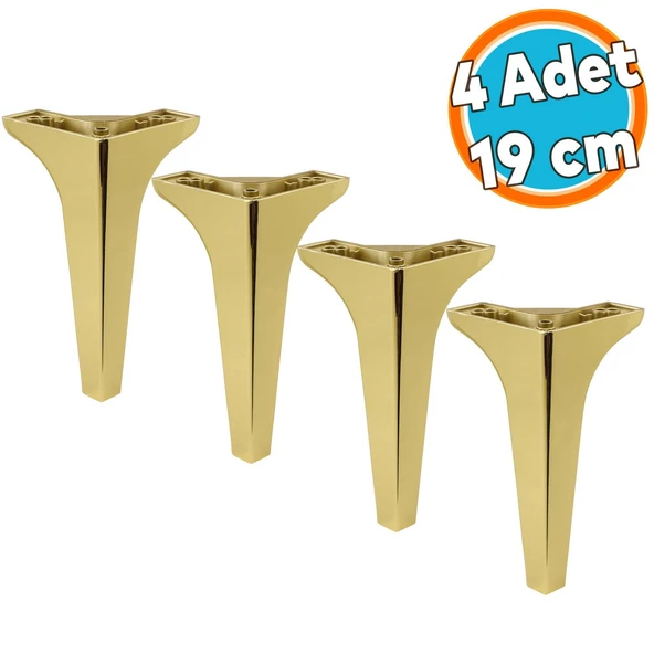 Mobilya Kanepe Sehpa TV Ünitesi Koltuk Ayağı 19 cm Altın Gold Baza Ayak 4 Adet ürün görseli 1