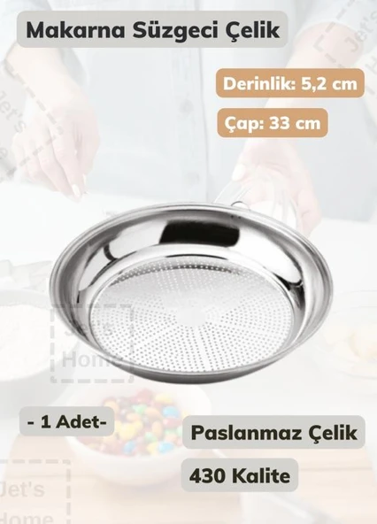 Makarna Süzgeci 33 cm Paslanmaz Çelik Süzgeç İnce ürün görseli 1