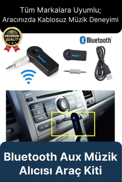 Çok Amaçlı Kablosuz Uyku Modlu 4 Saat Bataryalı Şarjlı Bluetooth Aux Müzik Ses Alıcısı Araç Kiti ürün görseli 1