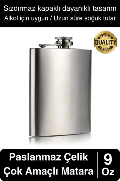 Limited Edition Sızdırmaz Paslanmaz Çelik 9 Oz Alkol Sıvı İçecek Kamp Cep Su Matarası Dayanıklı ürün görseli 1