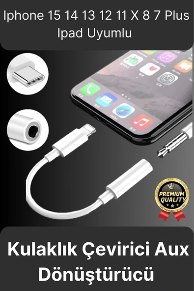 Premium Iphone 15 14 13 12 11 X 8 7 Plus Ipad Kulaklık Uyumlu Lightning Aux Çevirici Dönüştürücü ürün görseli 1