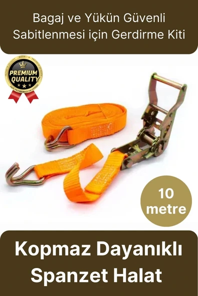 Çok Amaçlı Kopmaz Dayanıklı Kancalı Güvenli Sabitleme Gırgır Yük Gerdirme Kiti Spanzet Halat 10 mt ürün görseli 1