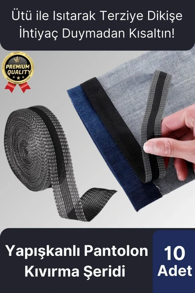 Dayanıklı Polyester Esnek Kendinden Yapışkanlı Pantolon Kumaş Kıvırma Yapıştırma Bandı Şeridi10 Adet ürün görseli 1