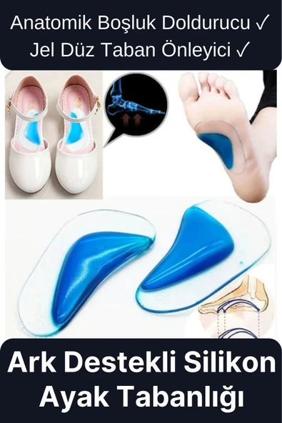 Çok Amaçlı Rahat Anatomik Boşluk Doldurucu Jel Düz Taban Önleyici Ark Destek Silikon Ayak Tabanlığı ürün görseli 1