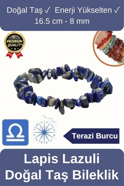 Özel Üretim Enerji Yükselten Esnek İp Terazi Burcu Gerçek Lapis Lazuli Doğal Taş Unisex Bileklik ürün görseli 1