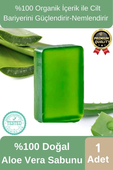 Organik Ferah Koku Cilt Bariyerini Güçlendirir Nemlendirir %100 Doğal Aloe Vera Sabunu 1 Adet ürün görseli 1