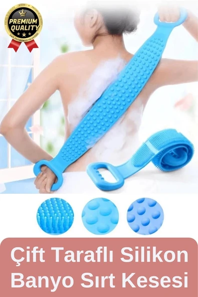 Yıkanabilir Back Scrubber Masaj Etkili Silikon Çift Taraf Duş Lifi Banyo Sırt Kesesi Büyük Boy 70cm ürün görseli 1