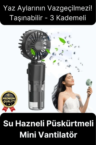 Taşınabilir Serinletici Klima Usb Şarjlı 3 Kademeli 1200 mAh Su Hazneli Püskürtmeli Mini Vantilatör ürün görseli 1