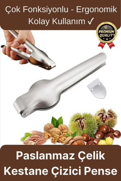 Çok Fonksiyonlu Ergonomik Kaymaz Paslanmaz Çelik Kabuk Kırma Açma Aleti Metal Kestane Çizici Pense ürün görseli 1
