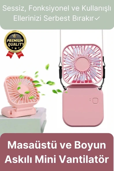 Çok Fonksiyonlu Taşınabilir Sessiz Serinletici Şarjlı Fan Masaüstü Ve Boyun Askılı Mini Vantilatör ürün görseli 1