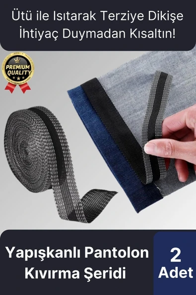 Dayanıklı Polyester Esnek Kendinden Yapışkanlı Pantolon Kumaş Kıvırma Yapıştırma Bandı Şeridi-2 Adet ürün görseli 1