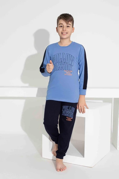 Erkek Çocuk Desenli Uzun Kollu Pijama Takımı ürün görseli 1
