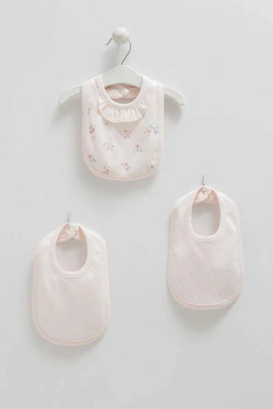 3'lü Pembe Bebek Mama Önlüğü ürün görseli 1