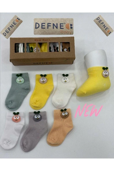Kopya - Kıpırık Baby Yeni Doğan Kutulu 6 Çift Unusex Bebek Çorabı ürün görseli 1