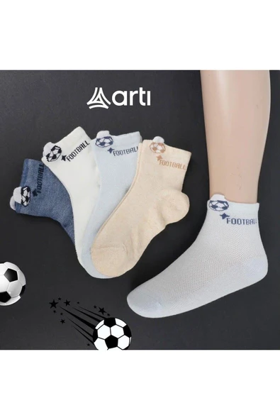 4 Adet Erkek Çocuk Football Topu Desenli Soket çorap ürün görseli 1