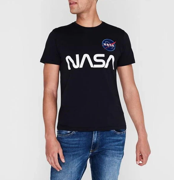 Nasa Baskılı Siyah Erkek Tisört ürün görseli 1