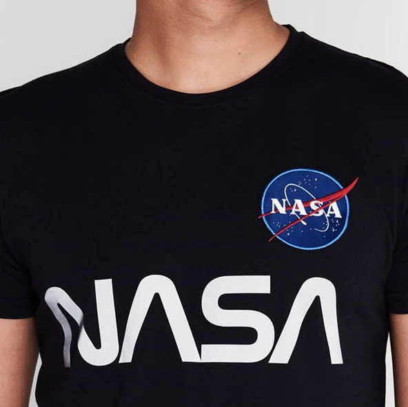 Nasa Baskılı Siyah Erkek Tisört - Resim 3