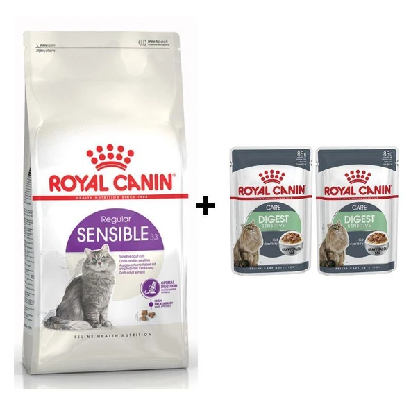 Royal Canin Sensible 33 Kuru Kedi Maması 4 kg + 2 Adet Yaş Mama Hediye ürün görseli 1