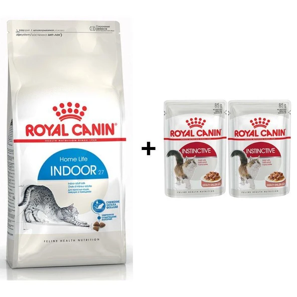 Royal Canin İndoor 27 Kuru Kedi Maması 2 Kg + 2 Adet Yaş Mama Hediye ürün görseli 1