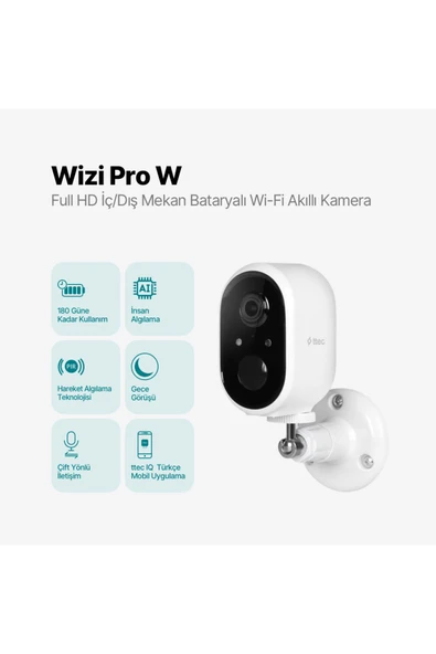 Wizi Pro W Full HD İç/Dış Mekan Bataryalı Wi-Fi Akıllı Kamera - Resim 2