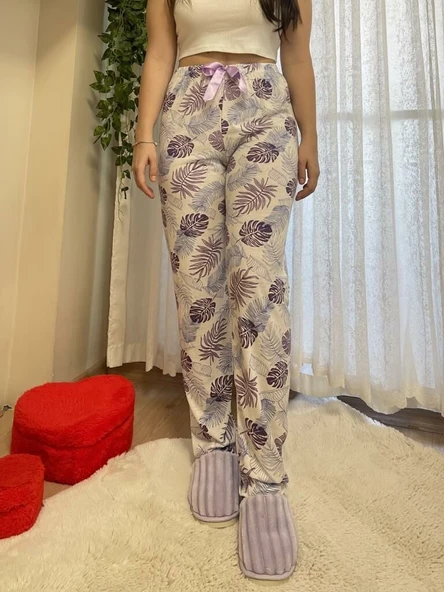 Betimoda Kadın Pijama Altı Kurdeleli Beyaz Siyah Kare ürün görseli 1