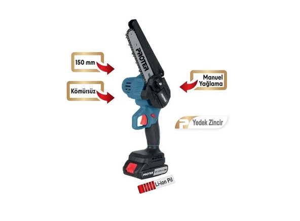PROTER PST 115 ST ŞARJLI ZİNCİRLİ BUDAMA TESTERESİ ürün görseli 1