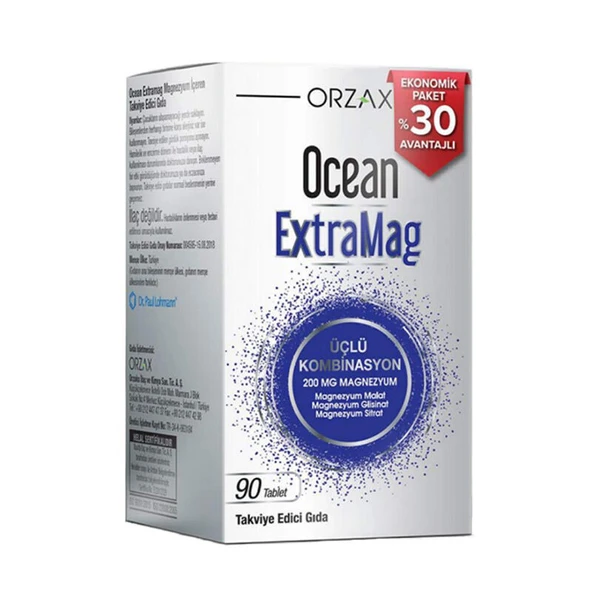 Orzax Ocean ExtraMag Üçlü Magnezyum Kombinasyonu 90 Tablet ürün görseli 1