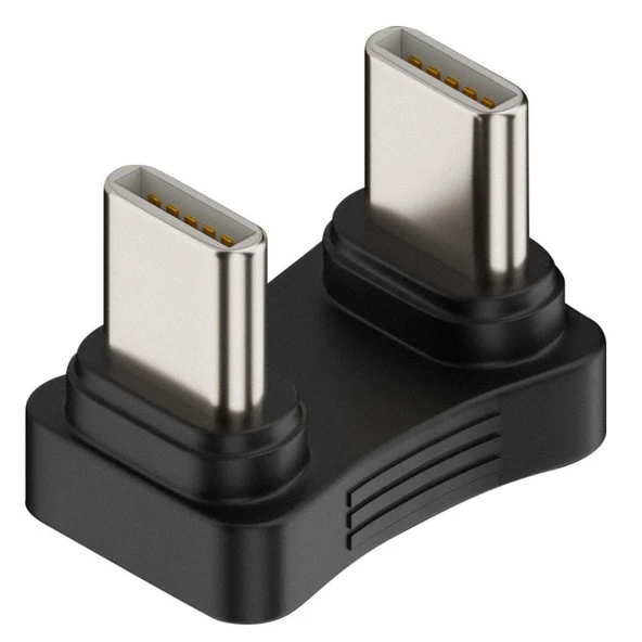 Type-C to Type-C 180° Dirsek Adaptör | 65W Hızlı Şarj & 480Mbps Veri Aktarımı | Erkek - Erkek Uçlu ürün görseli 1