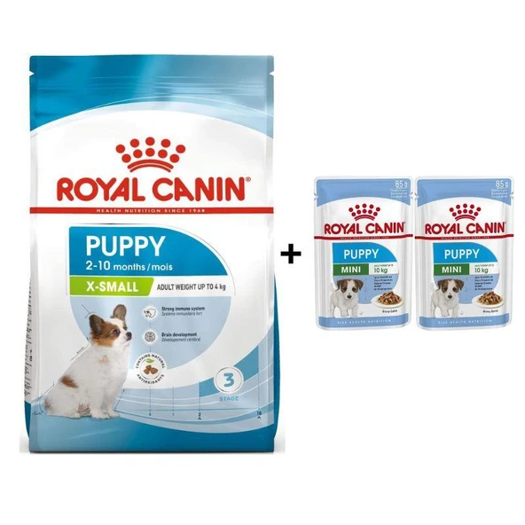 Royal Canin X-Small Puppy Küçük Irk Yavru Köpek Maması 3 Kg + 2 Adet Yaş Mama Hediye ürün görseli 1