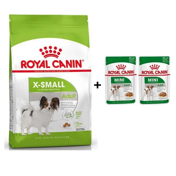 Royal Canin X-Small Küçük Irk Köpek Maması 3 Kg + 2 Adet Yaş Mama Hediye ürün görseli 1