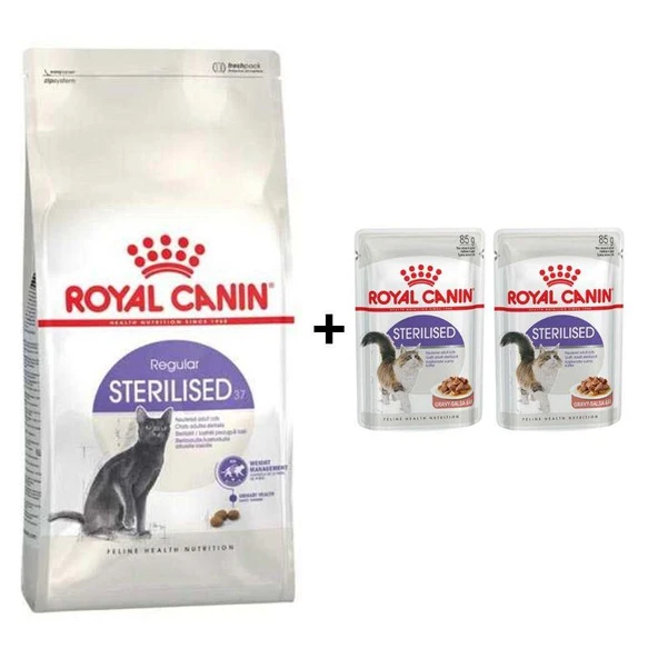 Royal Canin Sterilised Kısırlaştırılmış Kedi Maması 2 Kg + 2 Adet Yaş Mama Hediye ürün görseli 1
