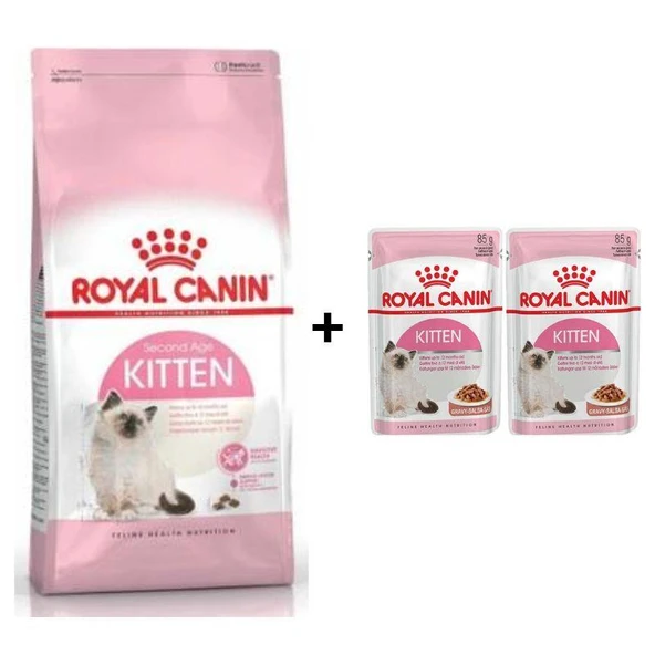 Royal Canin Kitten Yavru Kuru Kedi Maması 4 Kg + 2 Adet Yaş Mama Hediye ürün görseli 1