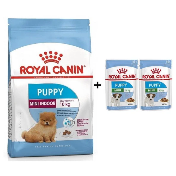 Royal Canin Mini İndoor Puppy Köpek Maması 1,5 kg + 2 Adet Yaş Mama Hediye ürün görseli 1