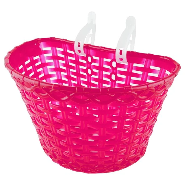 16-20 Jant Uyumlu Hasır Desenli Plastik Çocuk Bisikleti Ön Sepet Pembe ürün görseli 1