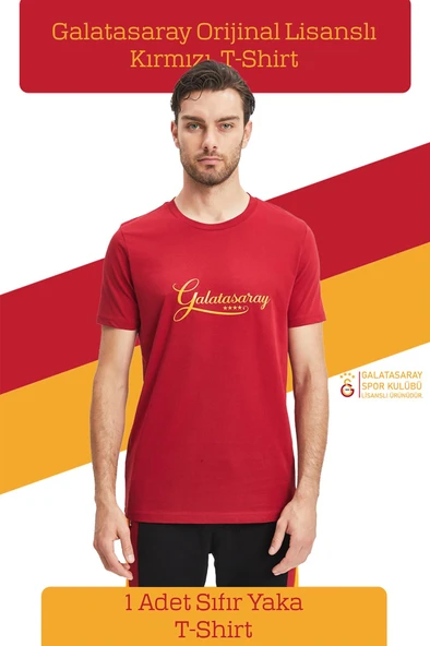 Galatasaray Orijinal Lisanslı Kırmızı Erkek T-Shirt ürün görseli 1