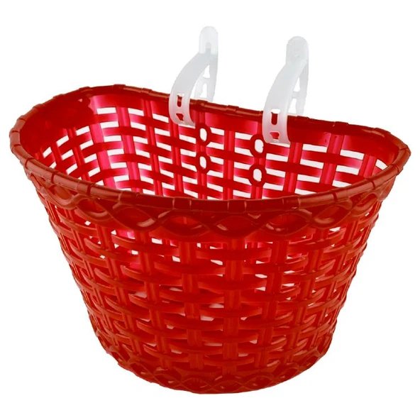16-20 Jant Uyumlu Hasır Desenli Plastik Çocuk Bisikleti Ön Sepet Kırmızı ürün görseli 1
