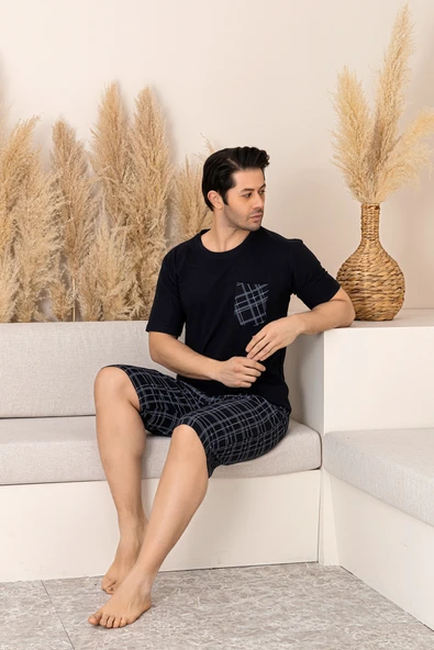 Nisanca Sportif %100 Pamuk Şortlu Erkek Pijama Takımı ürün görseli 1