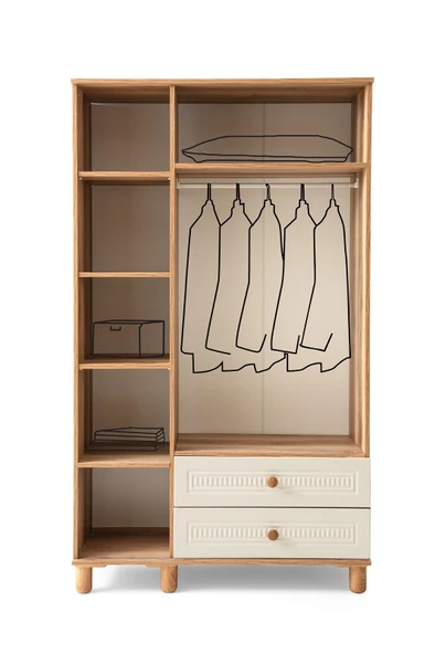 BOHEM MDF 3 KAPILI DOLAP-EKRU - Resim 2