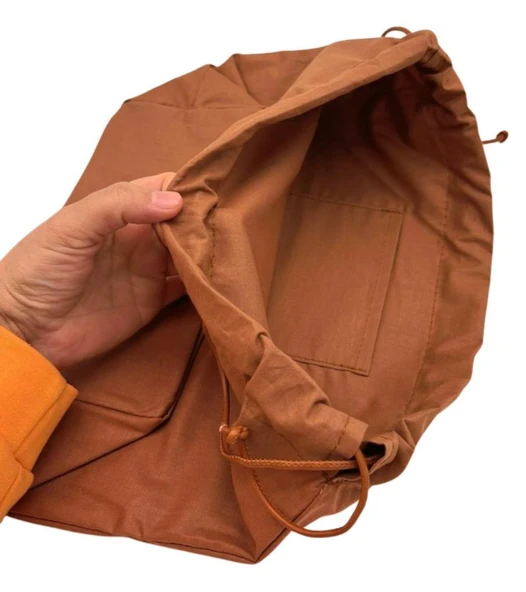 Çanta Aksesuar Örgü Çantaya Hazır Astar Tabanlı Büzgülü 22x12 cm Açık Kahve Renk ürün görseli 1
