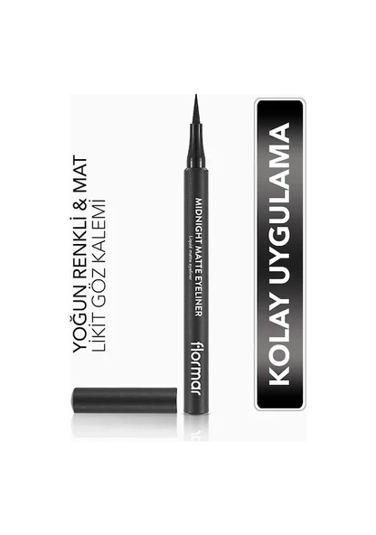 Flormar Midnight Matte Keçe Uçlu Mat Likit Göz Kalemi 001 Black ürün görseli 1