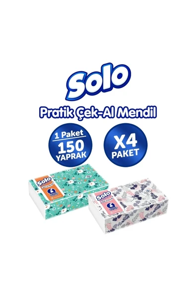 Solo Çek Al Mendil Desenli 150 Li x 4 Paket ürün görseli 1
