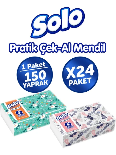Solo Çek Al Mendil Desenli 150 Li x 24 Paket ürün görseli 1