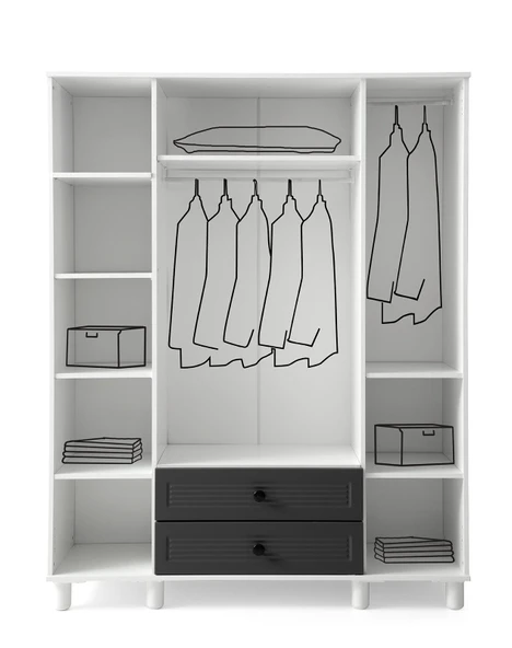 FİNİKE MDF 4 KAPILI DOLAP - ANTRASİT - Resim 2