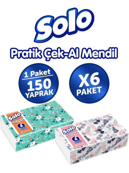 Solo Çek Al Mendil Desenli 150 Li x 6 Paket ürün görseli 1
