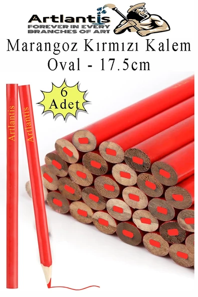 Marangoz Kalem Kırmızı Oval 6 Adet 1 Paket Kalın Oval Marangoz İnşaat Kalemi Aşap Beton İşaretleme Kalemi Kalın Kalem ürün görseli 1